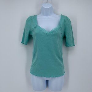 Free People Teal Short Sleeve Top